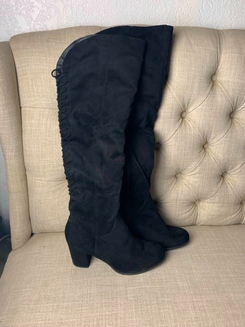 EUC Wild Diva Women's Black Over the Knee High Boots size 10